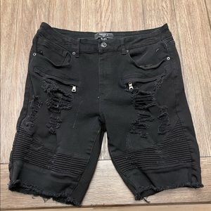 Distressed Cut Off Denim Shorts